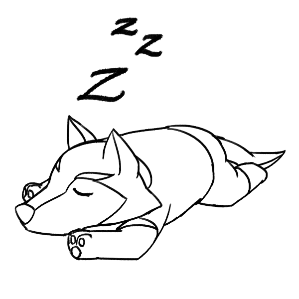 A chibi version of Wolfram, the site's mascot, sleeping.